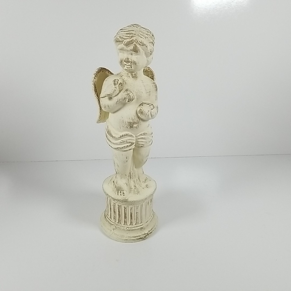 Cherub Angel Statue With BirdCorinthian Column Pedestal Dove Wings  Decor